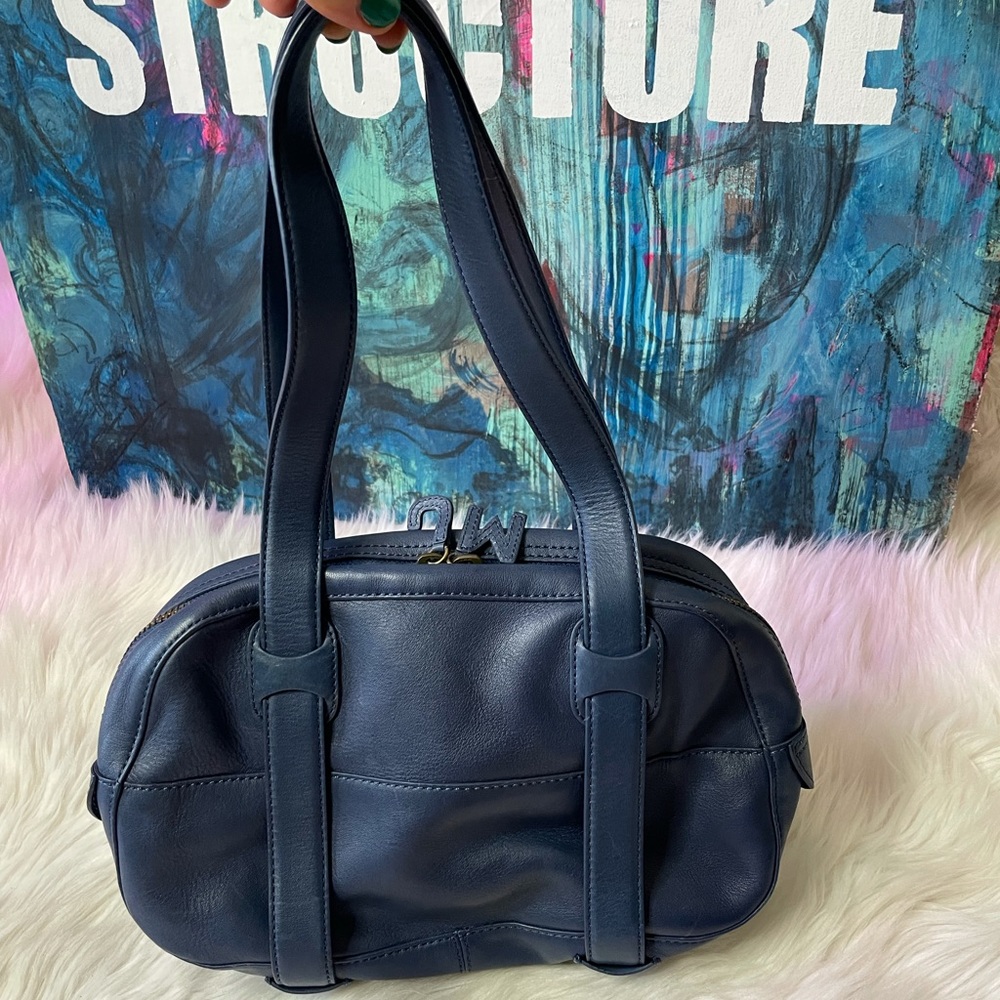 NWOT {Marc Jacobs} Blue Leather Front Pocket Tote with Floral Interior 💙💐 - Picture 3 of 7